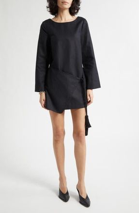 Poss&eacute; Yvette Front Wrap Kaftan in Black at Nordstrom, Size Xx-Large