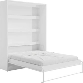 Vente-Unique Cama abatible 160 x 200 cm - Apertura vertical manual - Con LEDs - blanco - RAPILI