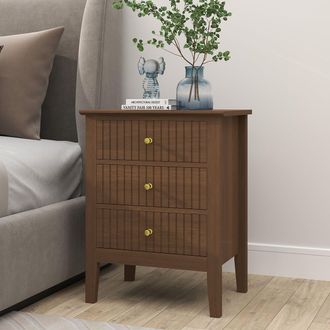 Melody Maison 3 Drawer Bedside Table - Hales Dark Wood Range in Dark Brown