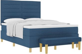 vidaXL Box Spring Bed with Mattress Blue 140 x 190 cm Fabric vidaXL