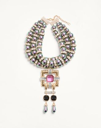 Valentino Garavani Collana Hypergoutte in Metallo e Resina con Cristalli Donna ORO/MULTICOLOR UNI