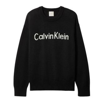 Calvin Klein Jeans Logo Graphic Relaxed Jumper - female - Calvin Klein Jeans - Round-neck Knitwear - Black - XS - Knitwear