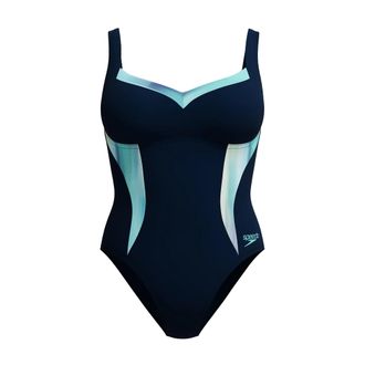 Speedo Dames Lunaelustre Gedrukt Vormend E&eacute;nopeer Zwempak (Marineblauw)