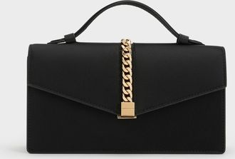 Charles & Keith Taisia Satin Chain-Strap Envelope Bag