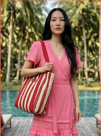 Nooki Design Womens Hackney Stripe Shopper - Red Mix - Size: ONE