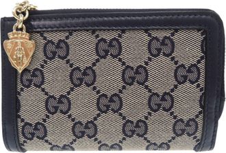 Gucci Navy Gg Canvas Leather Wallet (Bi-Fold) (Pre-Owned)