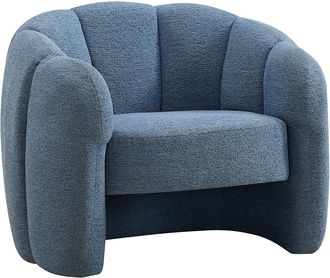 Vente-Unique Sill&oacute;n concha en chenilla azul DELIPO