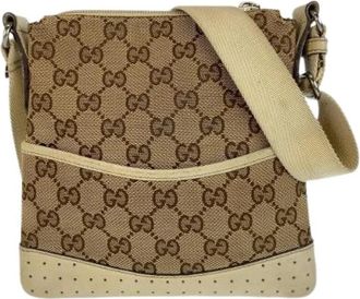 Gucci Pre-owned Cross Body Bags, female, Beige, Size: ONE SIZE Pre-owned Canvas Cross Body Bag