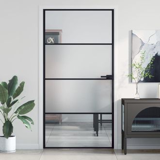 Berkfield Home Interior Door Slim Black 102.5x201.5 cm Tempered Glass & Aluminium