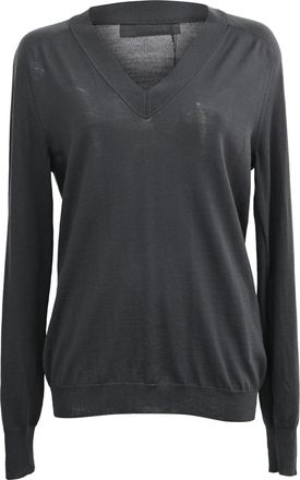 Jil Sander V-Neck Sweater in Black Wool