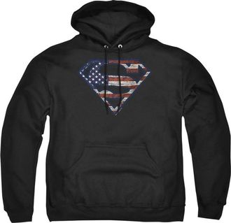 Gildan Superman war-torn Flag Adult Pull Over Hoodie / Hooded Sweatshirt