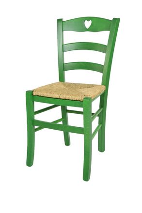 Tommychairs Tommychairs Silla Cuore En Haya Anilina Verde Y Asiento De Paja