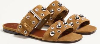 Valentino Garavani Sandalo Slide Nellc&ocirc;te In Crosta Donna HAVANA BEIGE 35.5