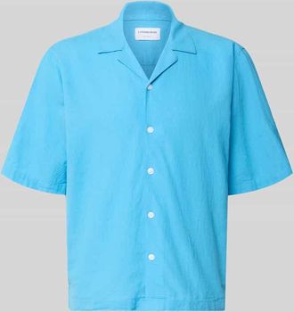 Lindbergh Lindbergh Cropped Freizeithemd aus Leinen-Baumwoll-Mix in Ocean, Gr&ouml;&szlig;e XXXL