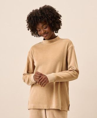 Pact Organic Cotton Pure Velour Cozy Pullover in Sesame at Nordstrom, Size X-Large
