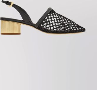 Ferragamo mesh and leather slingback sandals