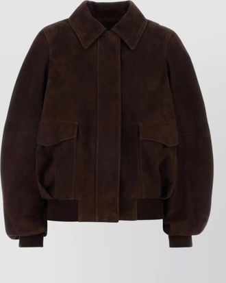 Loewe suede jacket collared design front pockets