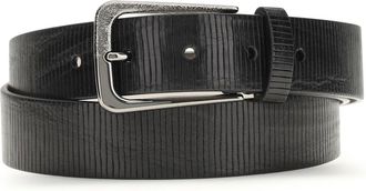 Brunello Cucinelli Womens Carved Leather Belt Black Calf