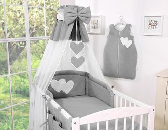 OEM Juego De Cama De 5 Piezas De 135x100 Cm Con Dosel - Corazones Colgantes Antracita