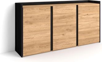 Skraut Home Aparador efecto madera roble y negro 156x35x80cm