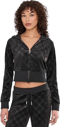 Juicy Couture Corset Zip Front Hoodie Womens Sweatshirt Liquorice : LG (US 10-12), Polyester/Spandex