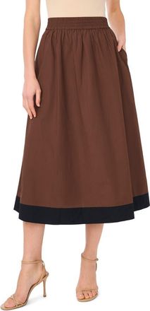 Parker Embroidered Hem Cotton Midi Skirt in Shaved Chocolate at Nordstrom Rack, Size X-Small