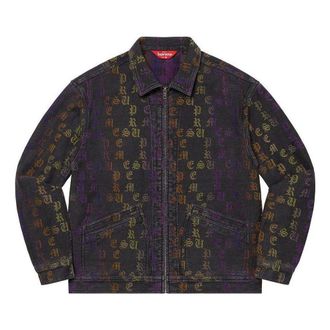 SUPREME Gradient Jacquard Denim Work Jacket Black Purple Yellow SUP-SS22-711