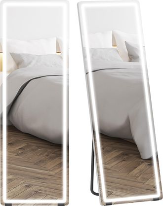OEM Espejo De Pie Cuerpo Entero Con Luces 150x50 Cm Sin Marco 3 Temperaturas De Color Brillo Ajustable Transparente