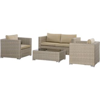 OUTSUNNY Set 4 Pz Salotto da Esterni Mobili da Giardino in Rattan