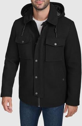 Cole Haan Wool Blend Hooded Field Jacket in Black at Nordstrom Rack, Size Xx-Large