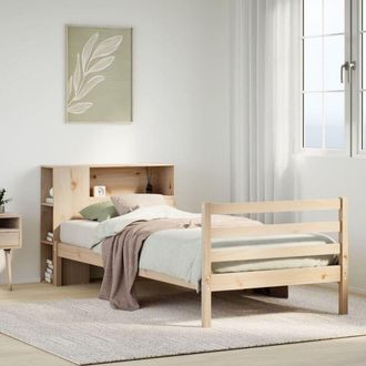 vidaXL Cama Con Estanter&iacute;a Sin Colch&oacute;n Madera Maciza De Pino 90x200 Cm Vidaxl