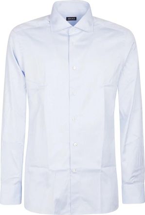 Ermenegildo Zegna Lange Mouw Tailored Overhemd - Heren - Zakelijke Overhemden - Blauw - 2XL - Katoen - Overhemden