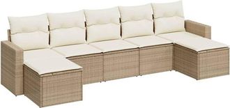 vidaXL Vidaxl - Set Sof&aacute;s De Jard&iacute;n 7 Piezas Y Cojines Rat&aacute;n Sint&eacute;tico Beige