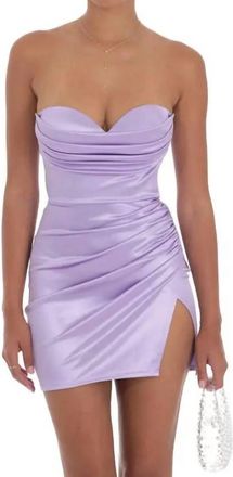 Lucy in the Sky Womens Falling Into You Satin Mini Dress In Lilac