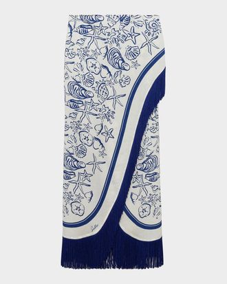 SIMKHAI Russo Printed Fringed Pareo