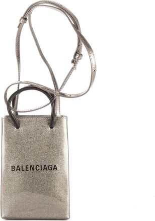 Balenciaga Pre-owned Womens Shopping North South Phone Holder Crossbody - Grey - One Size