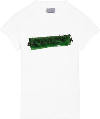 Balenciaga Messy Spray Chopped Back T-shirt - Dames - T-shirts - Wit - M - Katoen - Tops