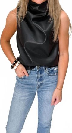 Bishop + Young Claude Leather Cowl Neck Top In Black