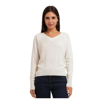 Pennyblack V-hals trui met gemengde steken - Dames - Truien - Wit - Maat: M Wol