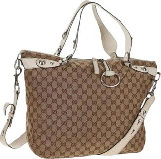 Gucci Pre-owned Handbags, female, Beige, Size: ONE SIZE Pre-owned Vintage Canvas Handbag
