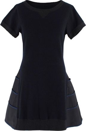 sacai Dark Navy Grosgrain Trimmed A-line dress Size 38