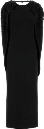 Alberta Ferretti Black Stretch Crepe Long Dress