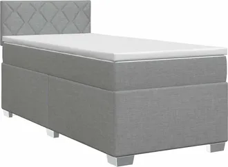 vidaXL Cama Box Spring Con Colch&oacute;n Gris Claro 90 X 190 Cm Tela Vidaxl