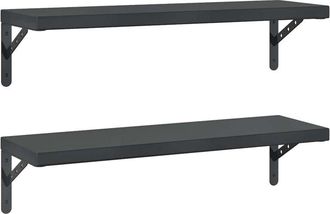 vidaXL Wall Shelves 2 pcs 75x23.5 cm Black Stainless Steel Vidaxl