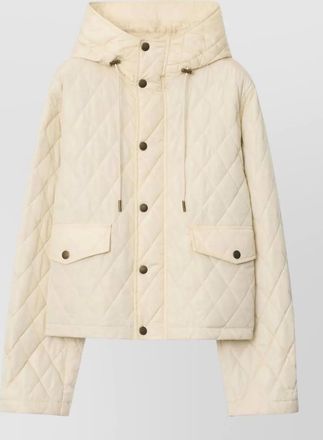 Burberry short quilted hooded parka coat