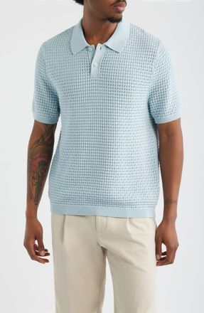 Open Edit Texture Knit Polo Top in Blue Winter at Nordstrom, Size Xx-Large