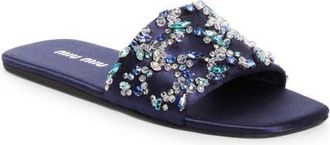 Miu Miu Strass Slide Sandal in Baltico at Nordstrom, Size 39