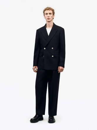Tiger Of Sweden 1903 Double Breast Long Sleeve Blazer In Dark Ink