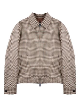 Incotex Bomber a quadri con zip - Marrone