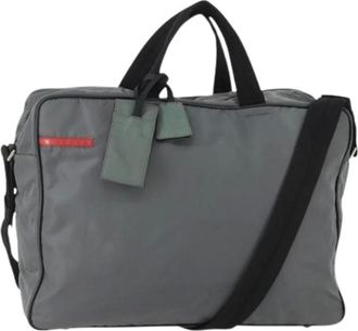 Prada Pre-owned Tote Bags, female, Gray, Size: ONE SIZE Pre-owned Vintage Nylon Tote Bag